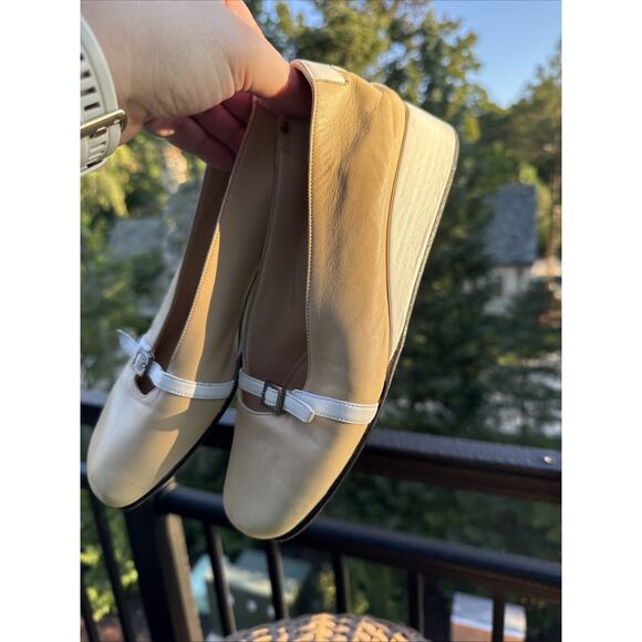 Taryn Rose shoesTan Genuine Leather US 5 Wedge Ballet Shoes 35.5 Made Italy - Picture 4 of 12